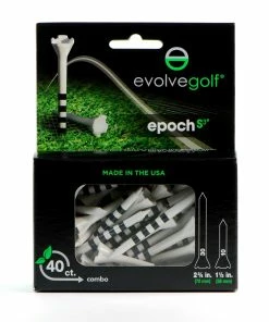 EVOLVE GOLF EPOCH White/Black Combo Pack (30 Count 2 3/4 Inch) & (10 Count 1 1/2 Inch) Tees