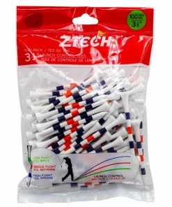 Ztech White 3 1/4 Inch Tees With Orange & Blue Stripes (100 Count)