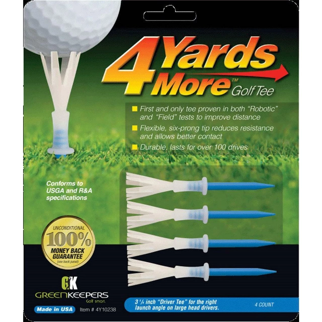 GREENKEEPER 4 Yards More 3 1/4IN Golf Tee 3 GREENKEEPER 4 Yards More 3 1/4IN Golf Tee