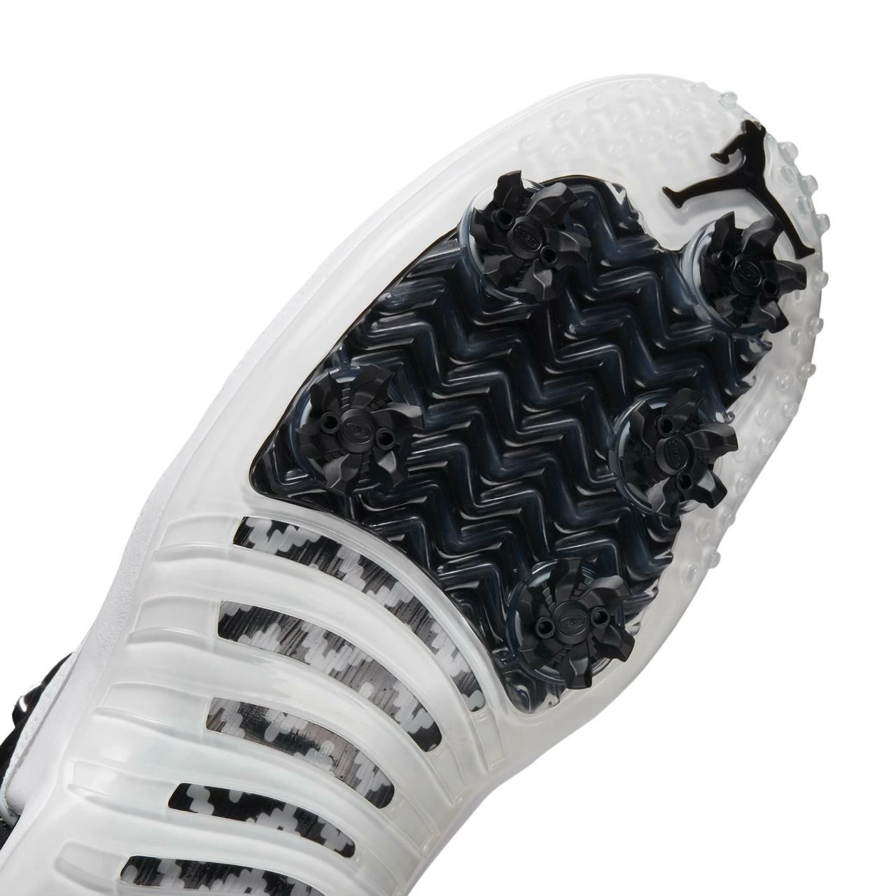 Nike Air Jordan XII Low Spiked Golf Shoe - White/Black 8 Nike Air Jordan XII Low Spiked Golf Shoe - White/Black - Image 6