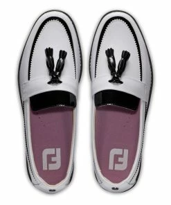 FootJoy Women's FJ Sandy Slip On Golf Shoe - White/Black -Golf Bags Sales 2023 Black 87