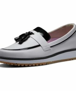 FootJoy Women's FJ Sandy Slip On Golf Shoe - White/Black -Golf Bags Sales 2023 Black 88