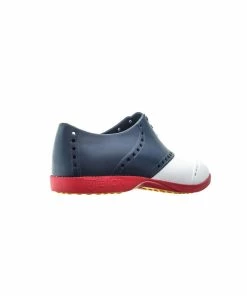 Biion Men's Oxford Saddle Spikeless Shoe - Red/White/Blue -Golf Bags Sales 2023 Blue 74