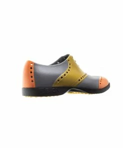Biion Men's Oxford Wingtip Spikeless Shoe - Gold/Orange/Grey -Golf Bags Sales 2023 Grey 50