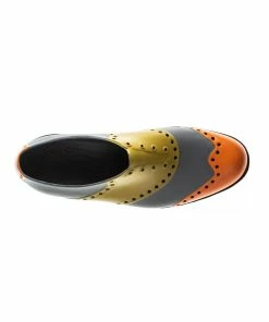 Biion Men's Oxford Wingtip Spikeless Shoe - Gold/Orange/Grey -Golf Bags Sales 2023 Grey 51