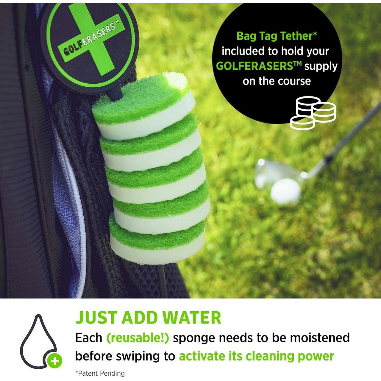 GOLF ERASERS Instant Golf Cleaner With Bag Tag - 6 Pack 4 GOLF ERASERS Instant Golf Cleaner With Bag Tag - 6 Pack - Image 2