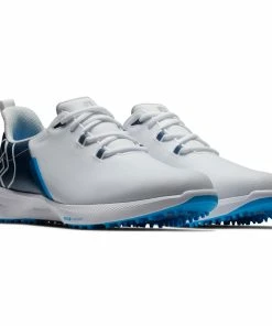 FootJoy Men's Fuel Sport Spikeless Golf Shoe - White/Navy -Golf Bags Sales 2023 Navy 13