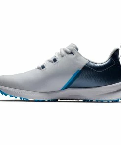 FootJoy Men's Fuel Sport Spikeless Golf Shoe - White/Navy -Golf Bags Sales 2023 Navy 15