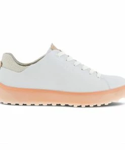 ECCO Women's Tray Spikeless Golf Shoe - White/Orange