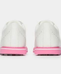 G/FORE Men's Brogue Heel Gallivanter Spikeless Golf Shoe - White/Pink -Golf Bags Sales 2023 Pink 45