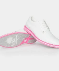 G/FORE Men's Brogue Heel Gallivanter Spikeless Golf Shoe - White/Pink -Golf Bags Sales 2023 Pink 47