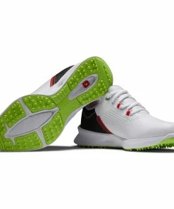 FootJoy Junior Fuel Spikeless Golf Shoe - White/Black/Red -Golf Bags Sales 2023 Red 38