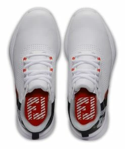 FootJoy Junior Fuel Spikeless Golf Shoe - White/Black/Red -Golf Bags Sales 2023 Red 40