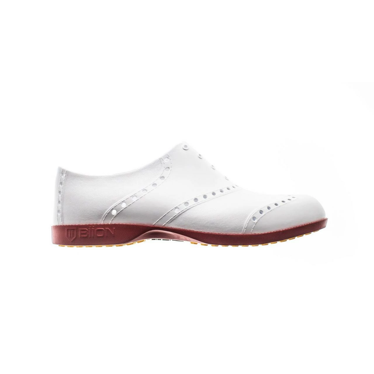 Biion Men's Oxford Bright Spikeless Shoe - White/Red 3 Biion Men's Oxford Bright Spikeless Shoe - White/Red