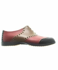 Biion Men's Oxford Wingtip Spikeless Shoe - Brown/Black/Red