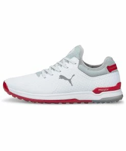 Puma Men's PROADAPT Alphacat Spikeless Golf Shoe- White/Red