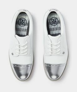 G/FORE Women's Cap Toe Gallivanter Spikeless Golf Shoe - White/Silver -Golf Bags Sales 2023 Silver 16
