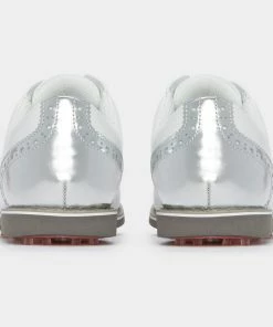 G/FORE Women's Cap Toe Gallivanter Spikeless Golf Shoe - White/Silver -Golf Bags Sales 2023 Silver 17