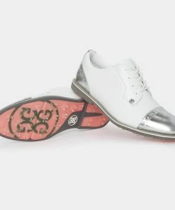 G/FORE Women's Cap Toe Gallivanter Spikeless Golf Shoe - White/Silver -Golf Bags Sales 2023 Silver 19