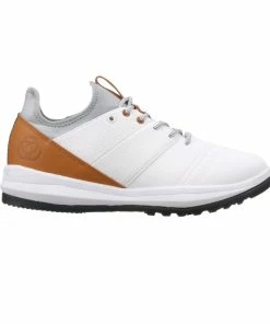 ATHALONZ Men's EnVe Spikeless Golf Shoe - White/Tan