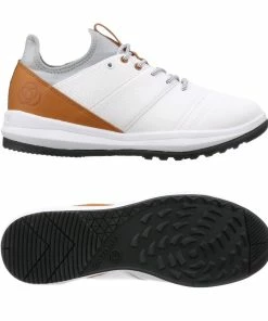 ATHALONZ Men's EnVe Spikeless Golf Shoe - White/Tan -Golf Bags Sales 2023 Tan 7